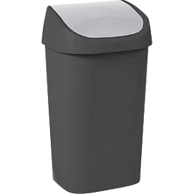 Curver Mistral afvalbak, klapdeksel, 100% gerecycled kunststof, B 400 x D 300 x H 690 mm, 50 liter, antraciet/grijs