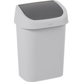 Curver Mistral waste garbage can, swing lid, 100% recycled plastic, W 250 x D 179 x H 357 mm, 10 liters, grey/anthracite