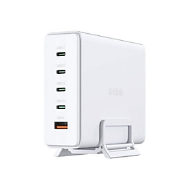 D-Link DCF-241 - Netzteil - GaN + AC-Netzteil - 240 Watt - 5 A - Power Delivery 3.1, QC 4.0 - 5 Ausgabeanschlussstellen (4 x USB-C, USB Typ A)