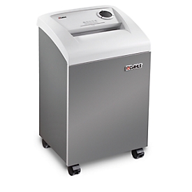 Dahle document shredder 404 AIR, particle cut 4 x 40 mm in wooden cupboard