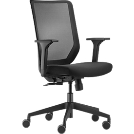 Dauphin Bürostuhl to-sync work mesh easy, mit Armlehnen, Synchronmechanik, Muldensitz, ergonomische Ausformung, schwarz