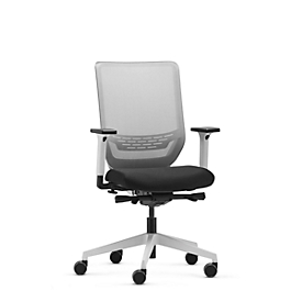 Dauphin Bürostuhl to-sync work mesh pro white, mit Armlehnen, Synchronmechanik, Flachsitz, Netzrücken, weiß/schwarz