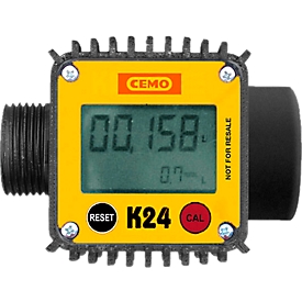 Débitmètre numérique K24 pour station-service mobile CEMO DT-Mobil Easy 440/210/450l, capacité de comptage 40 l/min, plastique, noir-jaune