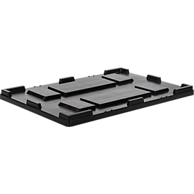 Deckel für Transport- und Stapelbehälter Noah mit Volumen 354 oder 535 l, B 1200 x T 800 x H 70 mm, schwarz