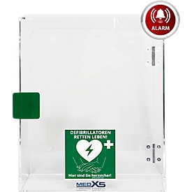 Defibrillator &amp; AED wandbox, voor binnengebruik, met akoestisch alarm &amp; locatiesticker, acrylglas