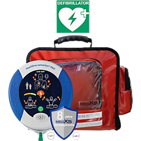 Defibrillator HeartSine SAM 500P, inkl. MedX5 Wandtasche für zusätzliche DIN 13157 und 13169 Füllungen, manuelle Schockabgabe, für Laien & Profis