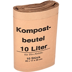 Deiss bio papieren zakken, 10 liter, soda gemengd papier, bruin, B 200+160 x H 360 mm, 300 stuks