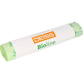 DEISS Bioline bio-afvalzakken, Ecovio bio-folie, naturel, B 500+450 x H 1350, 120 liter, 100 stuks