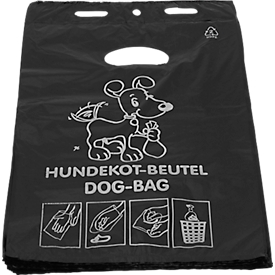 Deiss dog waste bags, 2.8 liters, HDPE, with position print, W 200 x L 330 mm, black, 2000 pieces