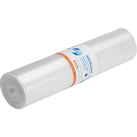 Deiss PREMIUM PLUS® afvalzakken, gerecycled LDPE, scheurvast, B 700 x H 1100 mm, 120 liter, 31 µm, transparant, 250 stuks