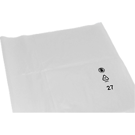 Deiss waste sacks, 2500 liters, recycled LDPE, robust and versatile, W 1240 + 840 x H 2500 mm, transparent, 20 pieces