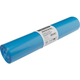 Deiss waste sacks, 70 liters, recycled LDPE, W 575 x H 1000 mm, blue, 250 pieces