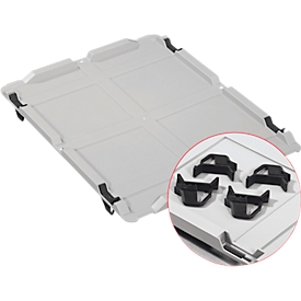 Deksel serie Economy voor Euroboxen - kunststof - 400 x 300 mm - grijs - ons merk Schaefer Shop Pure