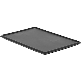 Deksel voor doos in EURO formaat, L 400 x B 600 mm, met haak, gerecycled kunststof, ijzergrijs