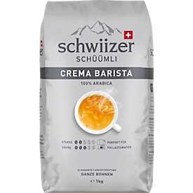 Delica Bohnenkaffee Schwiizer Schüümli Barista, 100 % Arabica Röstkaffee, Stärkegrad 2/5, UTZ-zertifiziert, 1 kg ganze Bohnen