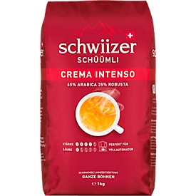 Delica Bohnenkaffee Schwiizer Schüümli Intenso, 65 % Arabica & 35 % Robusta Röstkaffee, Stärkegrad 4/5, UTZ-zertifiziert, 1 kg ganze Bohnen