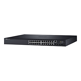 Dell Networking N1524P - Switch - L2+ - managed - 24 x 10/100/1000 + 4 x 10 Gigabit SFP+ - Luftstrom von vorne nach hinten - an Rack montierbar - PoE+ (30.8 W)