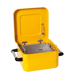 Depósito de inmersión asecos, acero, 8 l, tapa con cierre automático, incl. cesto para piezas