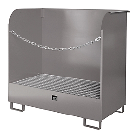 Dépôt de marchandises dangereuses de type GD-A BAUER, acier, L 1420 x l 750 x H 1370 mm, capacité du bac 220 litres, gris souris RAL 7005