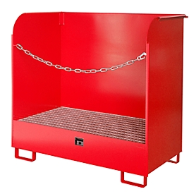 Dépôt de matières dangereuses type GD-A BAUER, acier, L 1420 x l 750 x H 1370 mm, volume du bac 220 litres, rouge feu RAL 3000