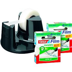Dérouleur de table Easy Cut Compact tesafilm® + 3 rouleaux de film adhésif mat invisible