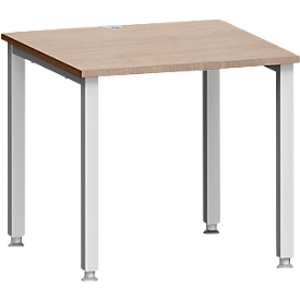 Desk MODENA FLEX, square, 4-leg square tube, W 800 x D 800 x H 720-820 mm, oak/white aluminum