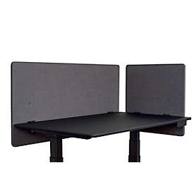 Desk partition Luxor, clamp fixing, sound absorption up to 85 %, approx. 3 kg, W 600 x D 20 x H 600 mm, PET &amp; steel, slate gray