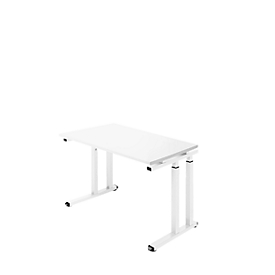 Desk Set Up, rectangulaire, pied en C, L 1300 x P 650 x H 685-820 mm, blanc/blanc 