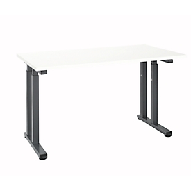 Desk Set Up, rectangulaire, pied en C, L 1300 x P 650 x H 685-820 mm, blanc/gris graphite 
