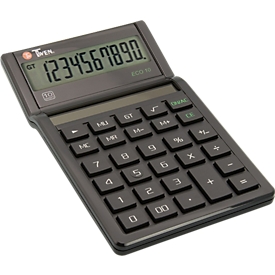Desktopcalculator Twen Eco 10, 10-cijferig display op zonne-energie, MU & GT-functie en 10-cijferig display.