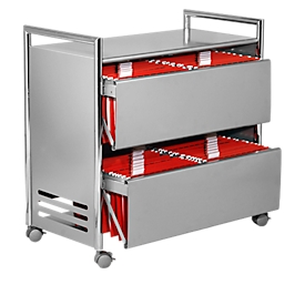 Desserte mobile pour dossiers suspendus Artline, 2 étages avec double rangée, avec plateau, sans dossiers suspendus
