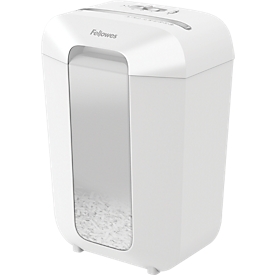 Destructeur de documents à particules Fellowes Powershred® LX70, collecteur, P-4, coupe croisée, blanc