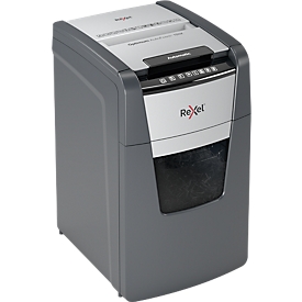 Destructeur de documents Rexel Optimum AutoFeed+ 150X P4, entièrement automatique, coupe croisée 4 x 28 mm, 44 l, capacité de coupe 150 feuilles, noir