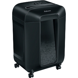 Destructeur Fellowes® Powershred LX 85, coupe de particules 4 x 40 mm, P-4, 19 l, capacité de coupe de 12 feuilles, avec roulettes, noir