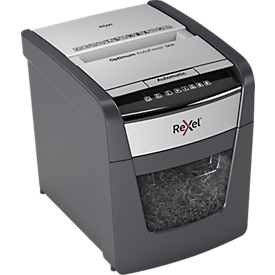 Destructeur Rexel Optimum AutoFeed+ 50X P4, entièrement automatique, coupe croisée 4 x 28 mm, 20 l, capacité de coupe 50 feuilles, noir