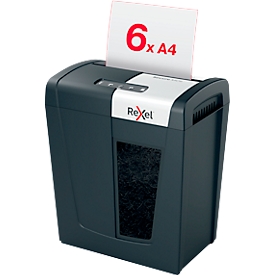 Destructeur Rexel Secure MC6 Whisper-Shred™ P5, micro coupe 2 x 15 mm, 18 l, capacité de coupe 6 feuilles, technologie anti-bourrage, noir