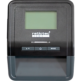 Détecteur de billets ratiotec Smart Protect Plus, standard BCE, IR/MG/MT/SD, 3 devises, écran LCD & signal d'avertissement, fonction de comptage, USB/microSD, noir