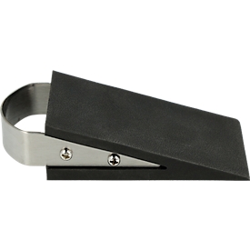 Deurstopper, wigvormig, antislip, met handgreep, L 120 x B 50 x H 30 mm, roestvrij staal &amp; kunststof, zwart-zilver
