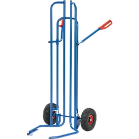 Diable à pneus, fils en acier, pour 8 pneus, Ø 450-750 mm, jusqu'à 200 kg, pneumatiques gonflables, bleu brillant (RAL 5007)