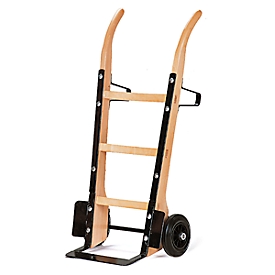 Diable en bois - avec bavette plate en acier -  pneus 100 % caoutchouc - capacité de charge 250 kg 