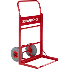 Diable Euro 1004 – acier – pelle 605 mm – roues pneumatiques – capacité de charge 150 kg – rouge carmin RAL 3002 – notre marque schäfershop Genius