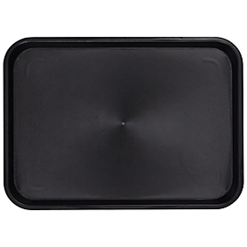 Dienblad Esmeyer® OHIO, kunststof, met rubber bekleed oppervlak, stapelbaar, vaatwasmachinebestendig, B 415 x D 305 x H 20 mm, kunststof, zwart