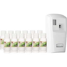 Diffuseur de parfum Rubbermaid Microburst-3000, y compris 12 recharges, Sensations, jusqu'à 90 jours, programmable, L 187 x l 101 mm x H 82 mm, blanc