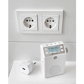 Digitale radio Soundmaster® DAB60WE, DAB+/UKW, 3 W, 3 zenderknoppen &amp; elk 20 voorkeuzezenders, bewegingssensor, Bluetooth/USB, stopcontact/batterij, wit