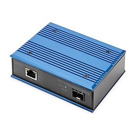 DIGITUS 10/100/1000Base-TX (PoE) zu 1000Base-FX Industrieller Medienkonverter