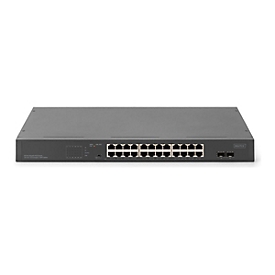 DIGITUS 24-Port Gigabit Netzwerkswitch, 19 Zoll, unmanaged, 2 Uplink Ports, SFP
