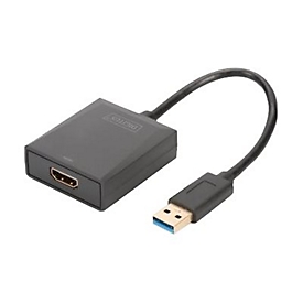 DIGITUS Adaptateur graphique USB-A 3.2 Gen 1 vers HDMI - 1920 x 1080 pixels - 1080p - Noir - Blister - 220 mm - 160 mm