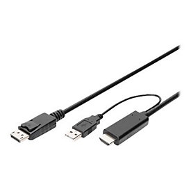 DIGITUS - Adapterkabel - DisplayPort männlich zu HDMI, USB (nur Strom) männlich - 2 m - Support von 4K 30 Hz