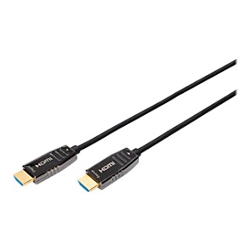 DIGITUS AOC - HDMI-Kabel mit Ethernet - HDMI Stecker zu HDMI Stecker - 30 m - Geschützter Hybridkupfer/Faseroptik - Schwarz - HAOC-Kabel (Hybrid Active Optical Cable)