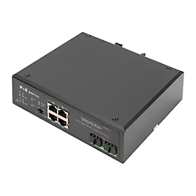 DIGITUS DN-651109 - Switch - unmanaged - 4 x 10/100/1000 (PoE+) + 2 x Gigabit SFP (Uplink) - an DIN-Schiene montierbar - PoE+